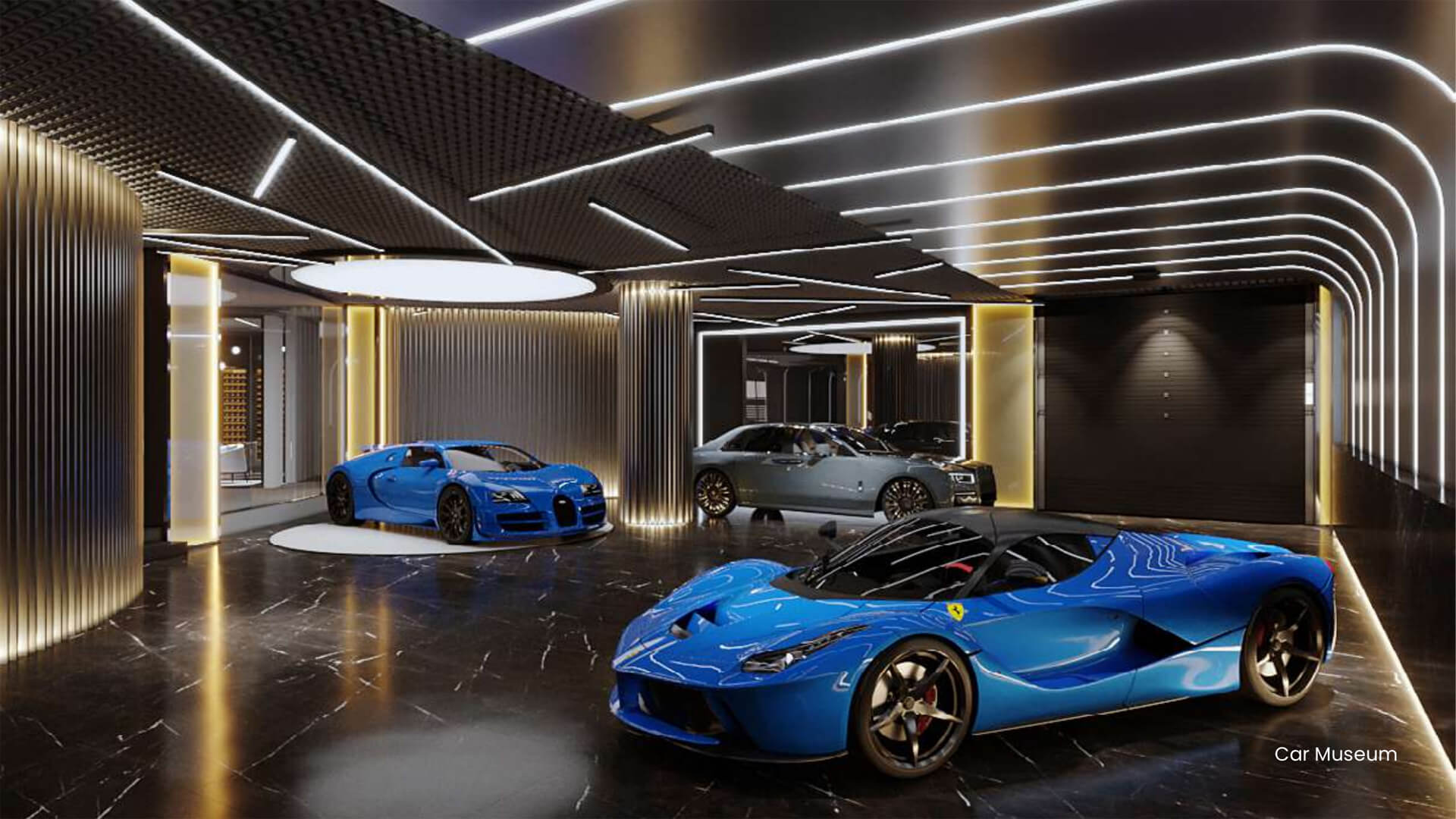 Luxury car museum inside Amara Emirates Hills Villa