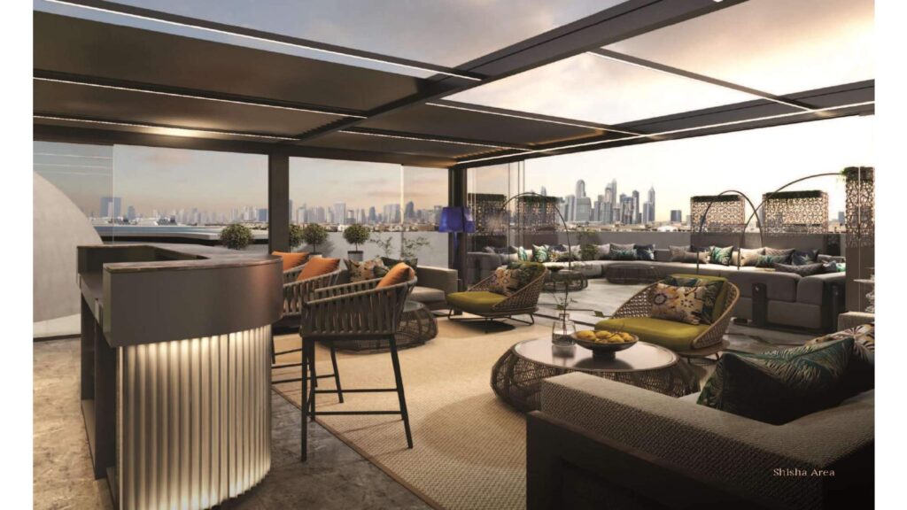 outdoor sitting area on private balcony with sea view