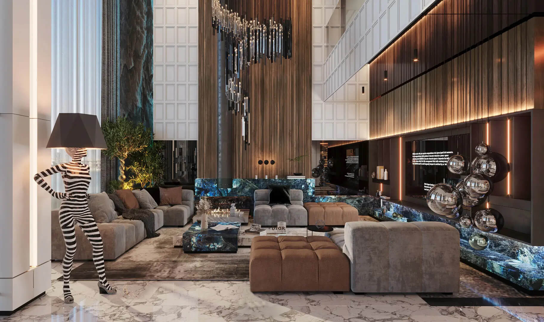 Cozy lounge area in SeaRenity Palm Jumeirah villa with sea views