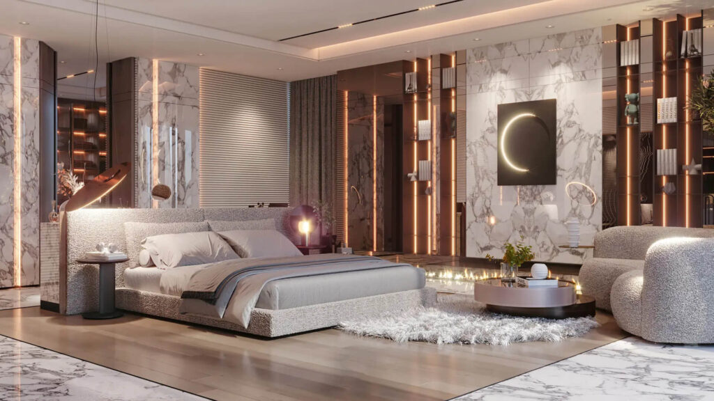 Luxurious master bedroom at SeaRenity Palm Jumeirah villa
