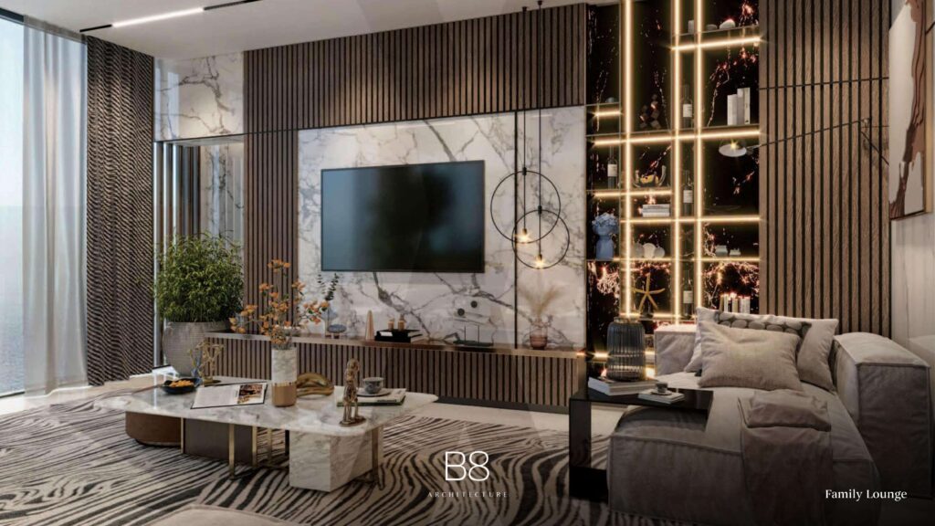 family lounge in sun rays palm jumeirah villa