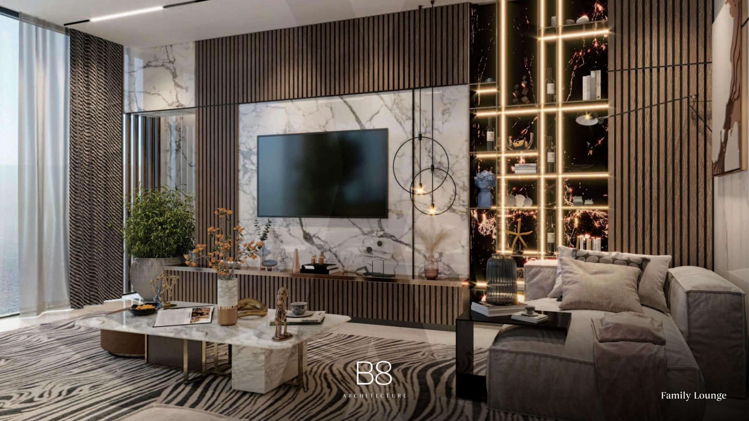 family lounge in sun rays palm jumeirah villa